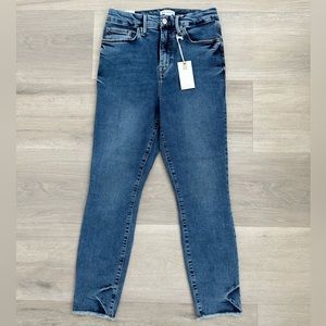 GOOD AMERICAN GOOD WAIST SKINNY CROPPED JEANS (BLUE633)